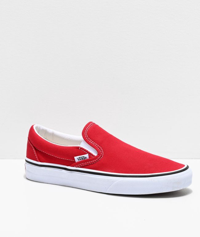 solid red slip on vans